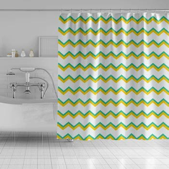 

Laeacco Stripe Printed Fashion Art Shower Curtain Bathroom Waterproof Polyester Bath Screen Bohemian Bathroom Decor Large Size