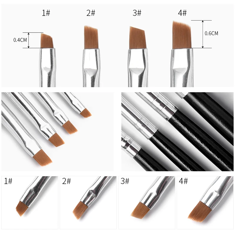 KADS 20Pcs/SET Nail Brush Gel Nail Brush Tilted Head 4 Sizes Available Brushes For Painting Good Quality Gel Brush Nail Brush 2