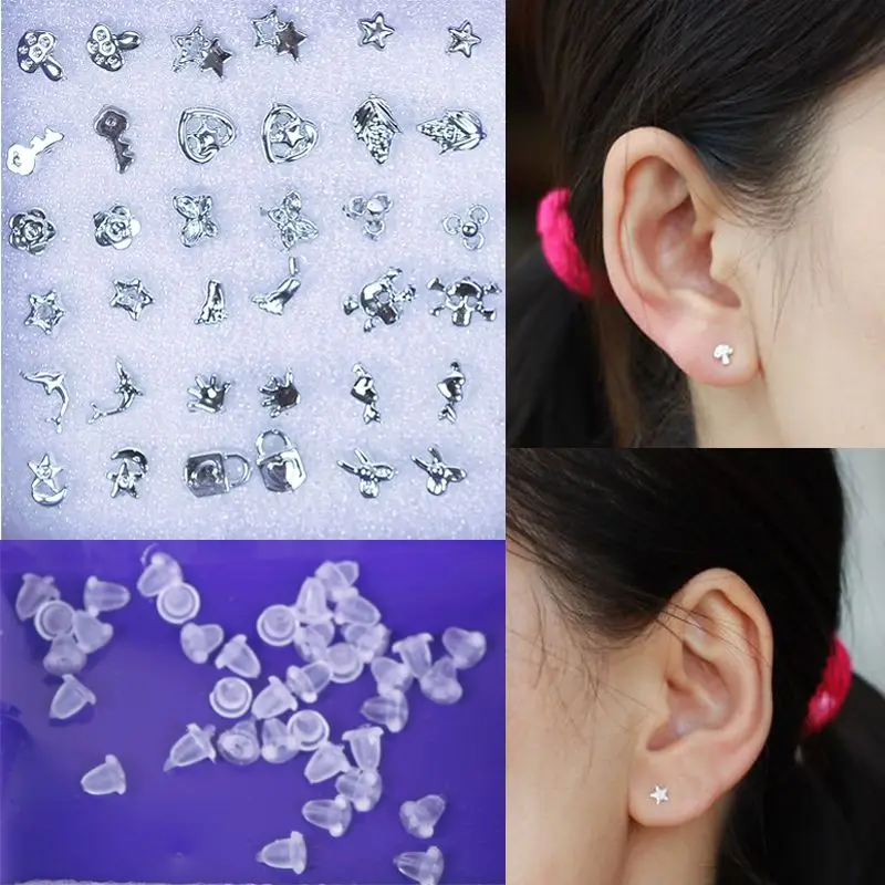 18 пар посеребренные серьги гвоздики в виде звезды/сердца/Луны|earrings owl|earring gaugesearring
