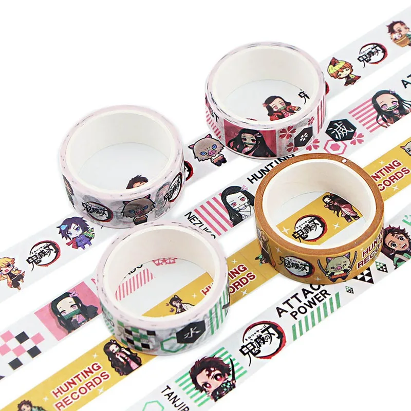 Demon Slayer Anime Washi Tape Crafts Adhesive Paper Diy Scrapbooking Masking Printed Pattern Sticker Decals | Канцтовары для офиса