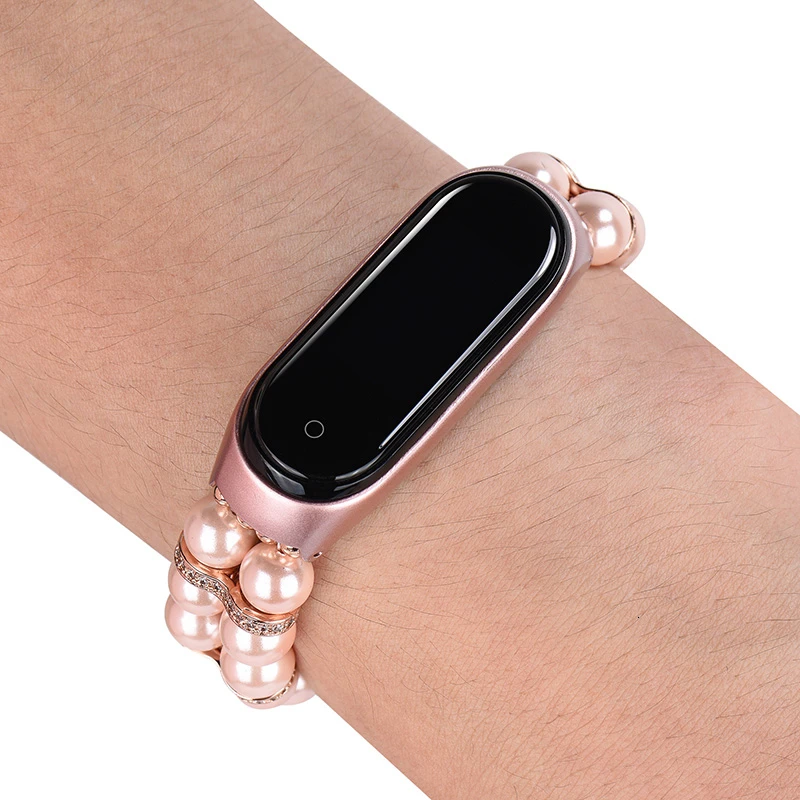 Stylish Replacement Strap Bands for Xiaomi Mi Band 4 3 Bracelet Women Pearl Perfume Wristband with Metal Smart Watch Miband 4 3