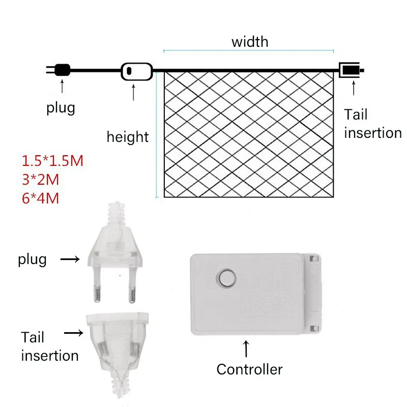 2x3 м 4x6 м сетчатый Рождественский Сказочный светильник s украшение открытый светодиодный светильник-сетка водонепроницаемый садовый Свадебный Праздничный декоративный светильник