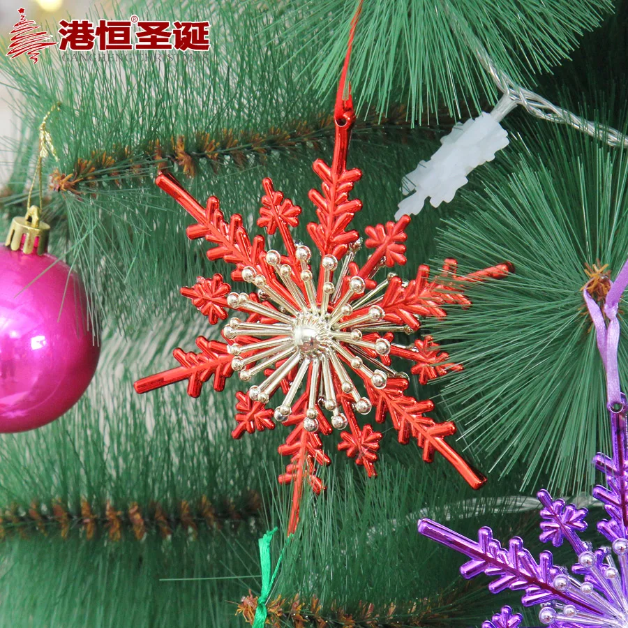 

Ornament 13cm three-dimensional hexagonal snowflake glitter two-color Christmas snowflake pendant 23g