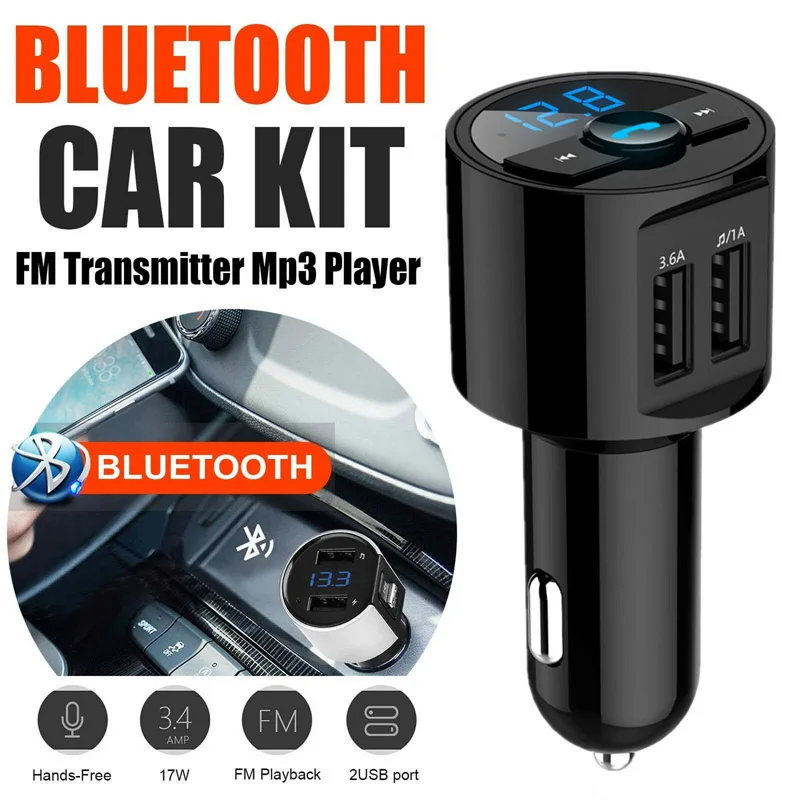 

3.6A Quick Charge MP3 Player Bluetooth Car FM Transmitter Wireless USB Charger Auto Accessories