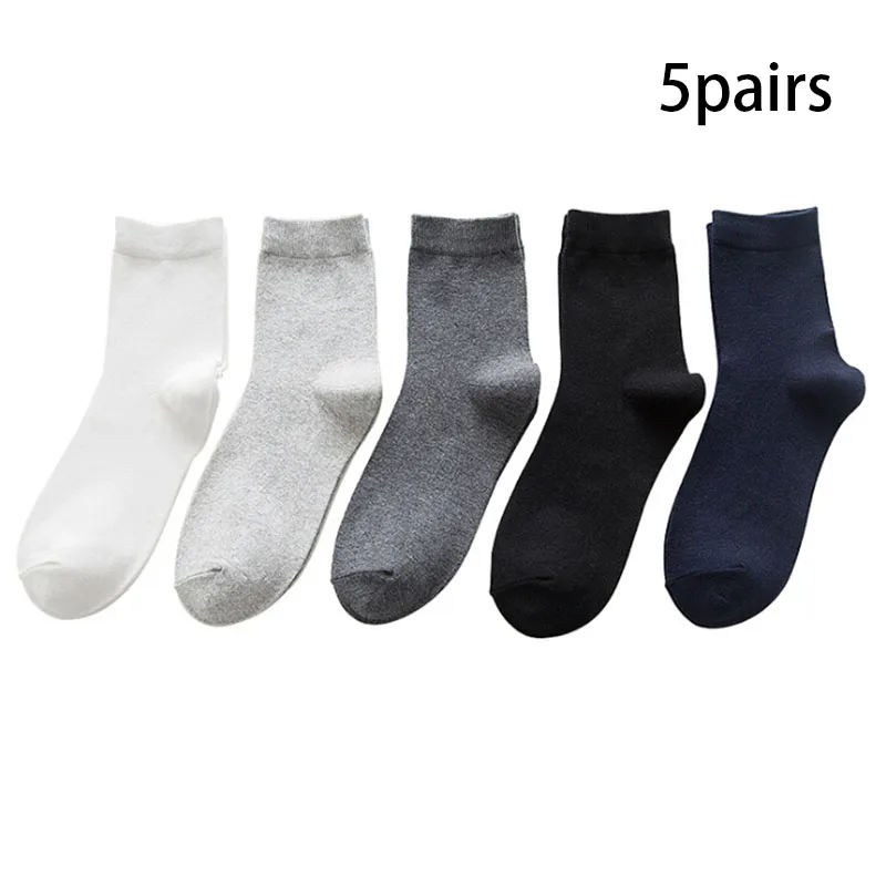 5Pairs Summer Sport Socks Men Business Ultra-thin Elastic Fiber Stockings Middle Socks Random color
