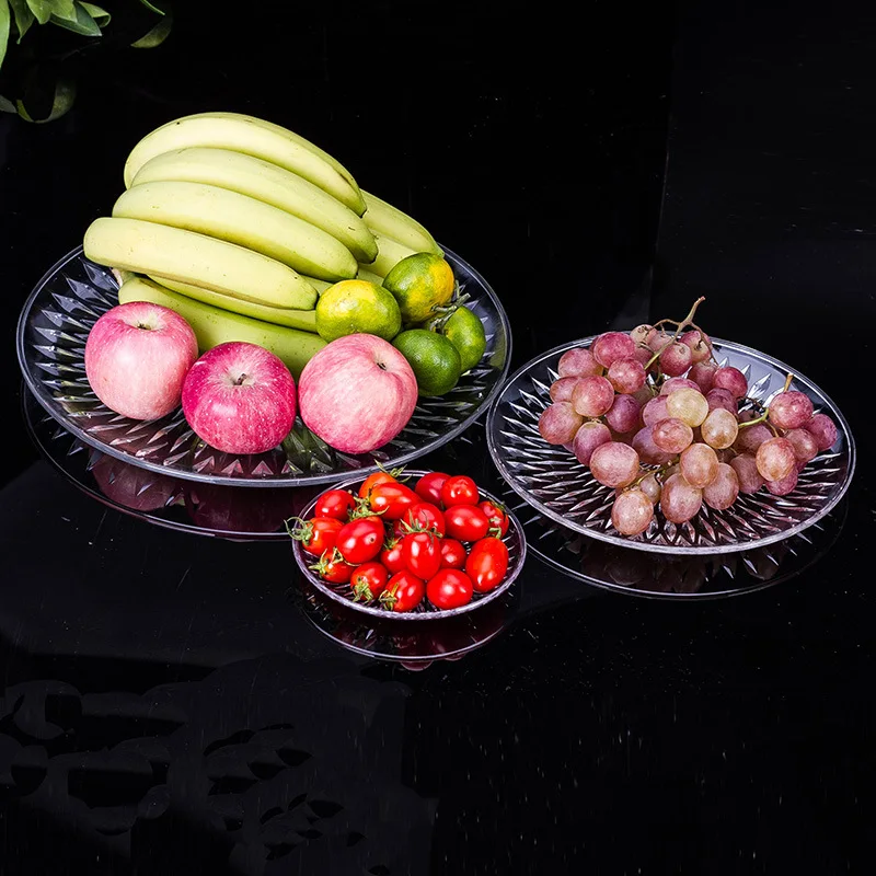 European Style Transparent Double Layer Acrylic Fruit Bowl KTV Bar PC Plastic Creative Shatter-resistant Fruit Platter Show Plat