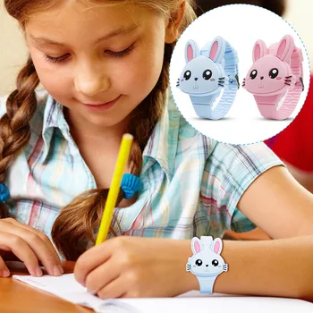 

Kids Children Cute Cartoon Rabbit Shape Flip-Cover Silicone LED Digital Watch for Boys Girls Birthday Christmas New Year Gift
