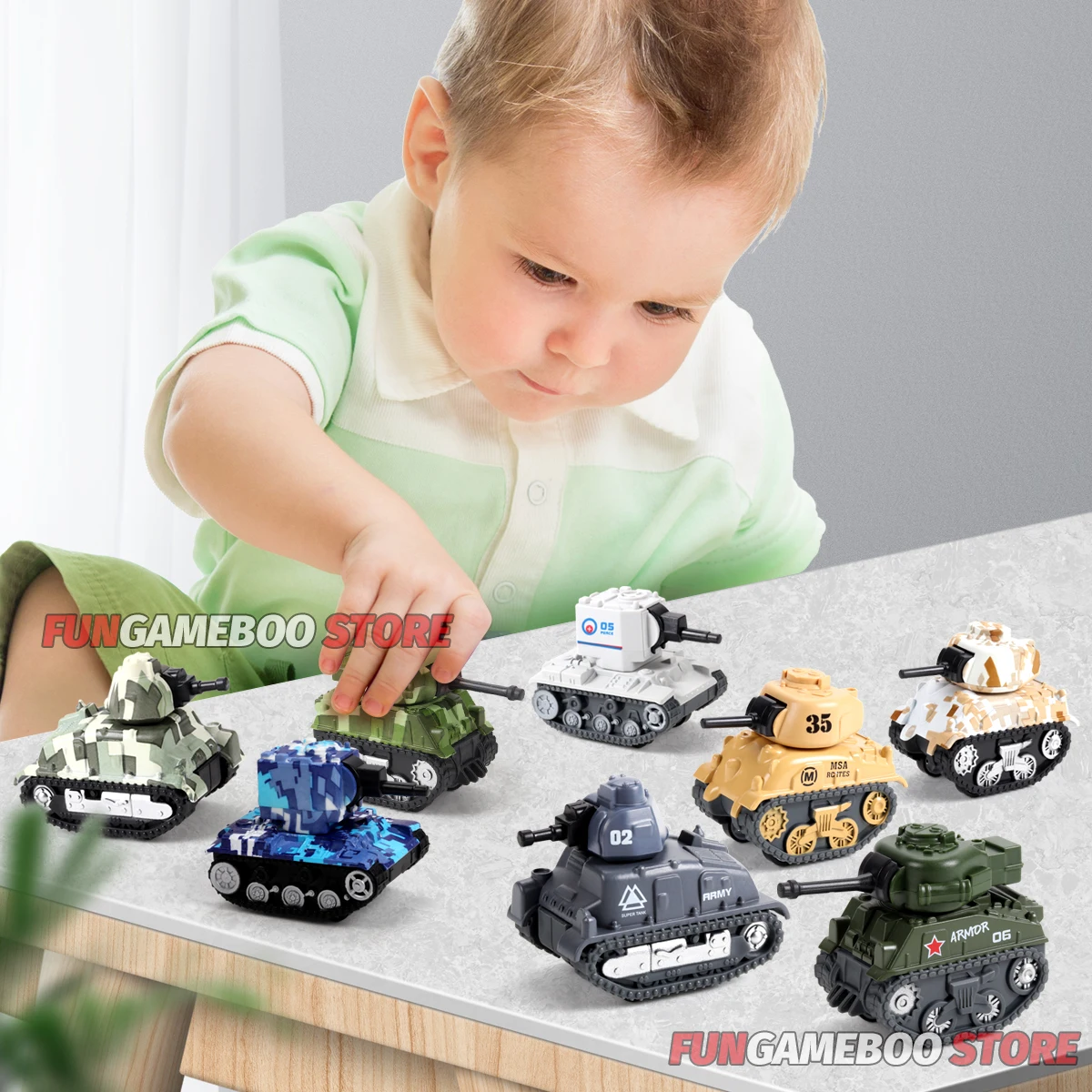 

8 pack Alloy Metal 1:64 Diecast Model car Toy Cars Diecast Military Vehicle Toys for Kids,Boys 3 4 5 6 Years Olds
