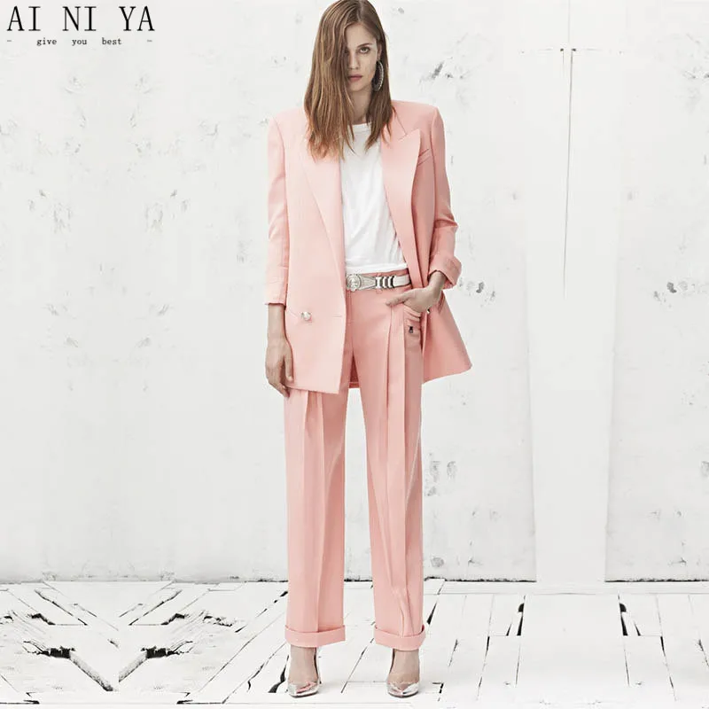 

CUSTOM pink 2 piece set women business suit formal office suits work wedding tuxedo blazer female trouser elegant pant suit