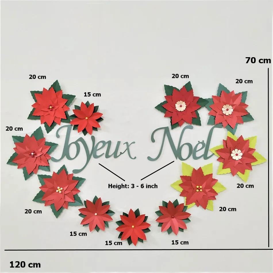 

Paper Merry Christmas Flowers Set Christmas Home Decor Party Backdrop Xmas Joyeux Noel Flores Feliz Navidad Red Flower