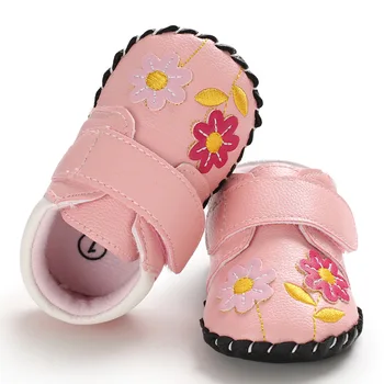 

Spring and Autumn 0-1 female baby princess girl shoes flower embroidery rubber sole non-slip baby toddler shoes first walkers