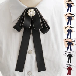 1PC Collar Flower Bow Tie Shirt Skirt Bow Drilled Pearl Handmade JK Business Ribbon Bowtie Fashion Students Career Uniform Decor