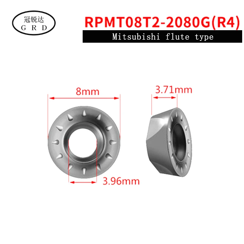 Новинка R4 R5 R6 круглое лезвие RPMT08T2 RPMW1204 RPMW1003 Материал лезвия 2080 г для hrc48-63 градусов закалки обработки материала - Цвет: RPMT08T2-2080G(R4)