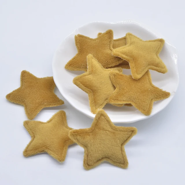 50Pcs/lot 38mm Padded Plush Furry Felt Star Applique for DIY Headwear Hair Clips Bow Accessories Handmade Baby Clothes Hat Decor Yellow