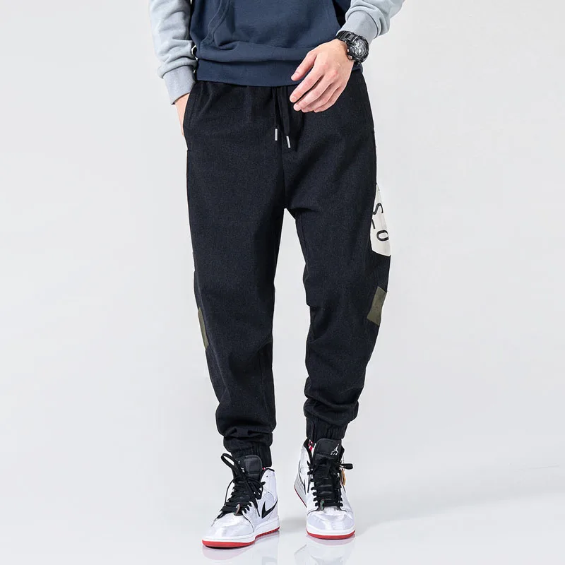 

Autumn Newly Fashion Men Jeans Loose Fit Black Stripe Spliced Designer Cargo Pants Wide Leg Trousers Streetwear Hip Hop Joggers