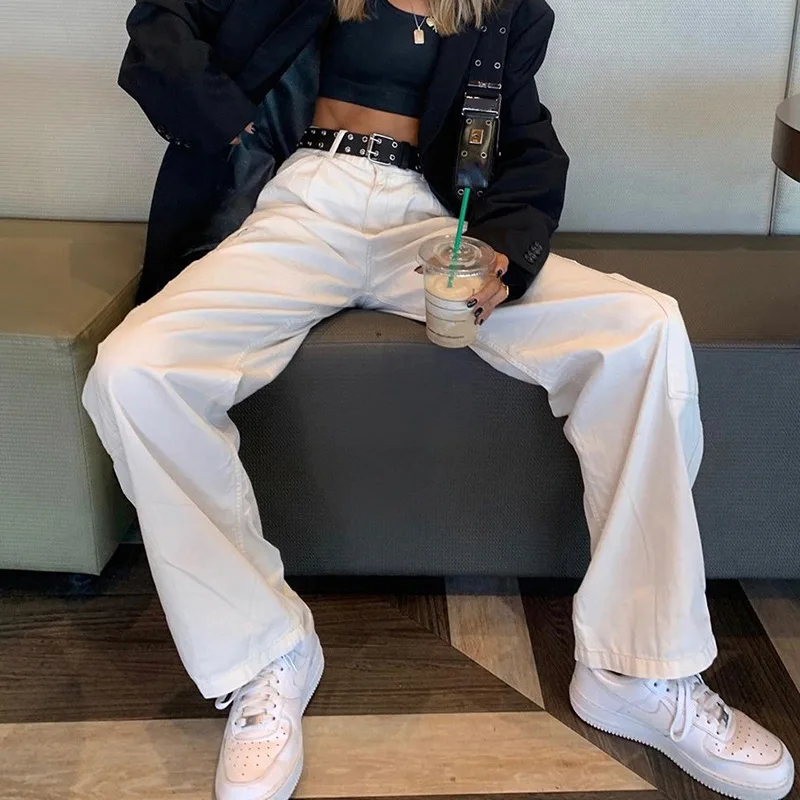 

Autumn Women Wide Leg Pants Leisure Loose High Waist Vintage Autumn Jeans Women Jean Korean Style All-match Simple Long Pants