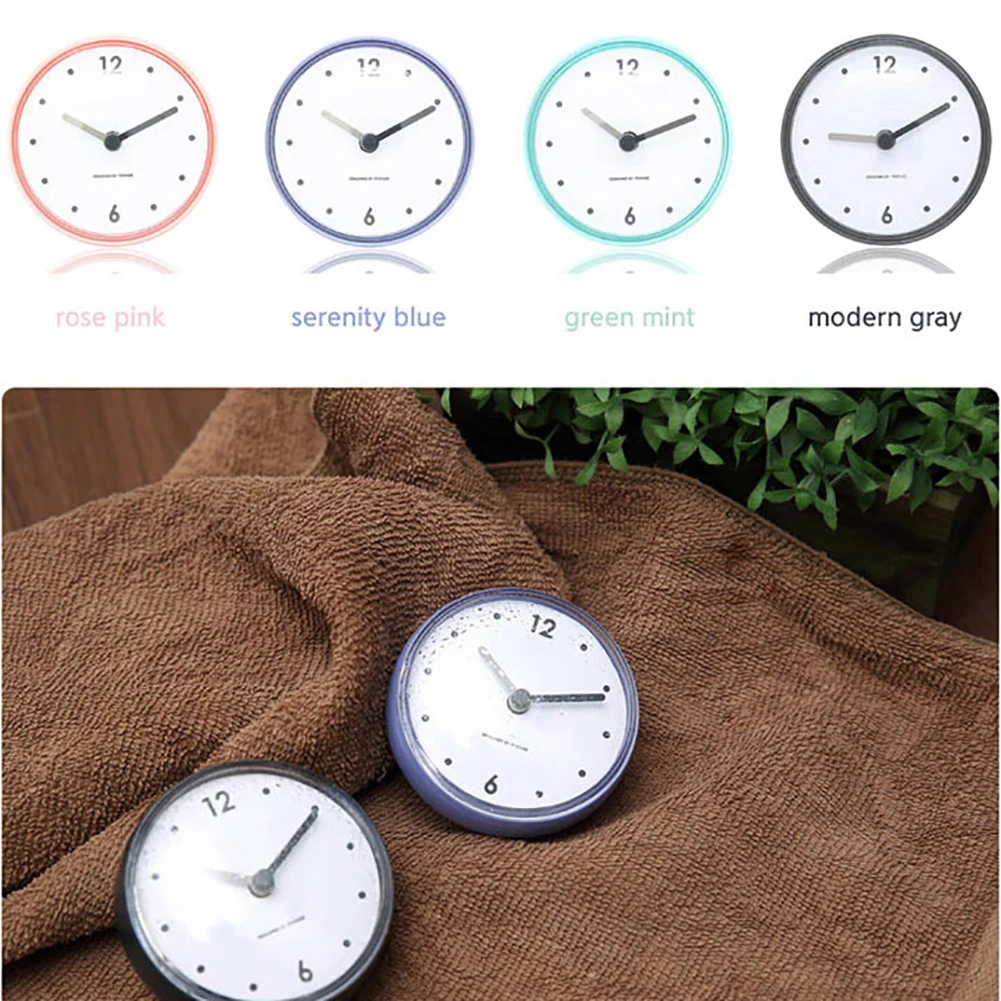 Mini Suction Cup Clock Bathroom Waterproof Sucker Alarm Clock Timer Decor Kitchen Bath Shower Wall Clocks Tiny Toilet Home Decor