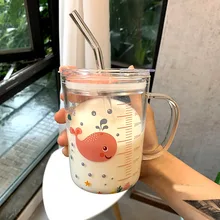 Детская чашка для молока с крышкой со стеклянной соломинкой, чашка для завтрака, микроволновая печь, подогреваемый домашний стакан для завтрака, сока, Q135