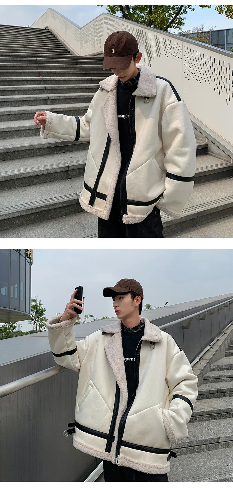 New Large Size Winter Simple Popular Men's Loose Korean Version Of The Wild Lamb Fur Deer Skinny Casual Coat