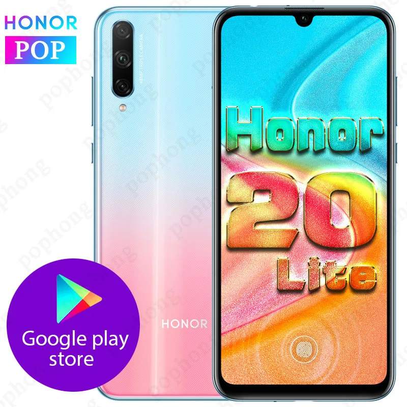 HONOR 20 lite мобильный телефон 6,3 дюймов в экран Восьмиядерный Быстрая зарядка Android 9,0 Google play