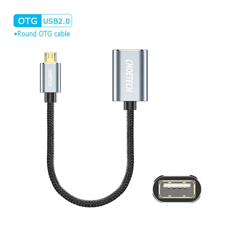 CHOETECH Micro USB 2,0 OTG Кабель-адаптер для samsung S6 Tablet Android USB разъем для Xiaomi Redmi Note Micro USB OTG адаптер - Цвет: Черный