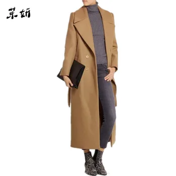 

casaco feminino 2019 UK Women Plus size Autumn Winter Cassic Simple Wool Maxi Long Coat Female Robe Outerwear manteau femme