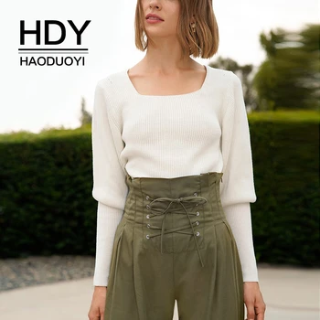 

HDY Haoduoyi New AutumnTops Women Clothing Backless Long Sleeve Jumper Knitted Thin Pullover Women Slim Fashion Sweaters