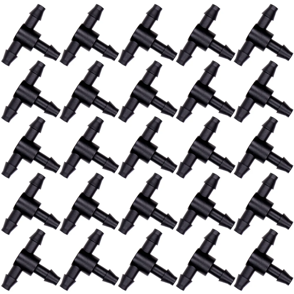 

MUCIAKIE 50PCS 4/7MM Barb Tee Connector Black Garden Micro Drip Irrigation Water Coulping Adaptors 1/4'' 3-Way Tubing Splitters