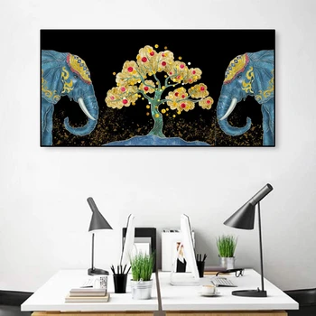 

Fantasy Elephant Wall Art Trees Posters Animal Print on Canvas Wall Pop Art Decorative Pictures for Living Room Decor