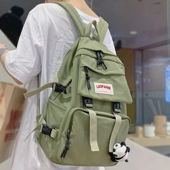 

Women Waterproof Buckle Backpack Nylon Student Cute School Bag Girl Female Kawaii Backpack Laptop Fashion Book Bag Ladies Luxury