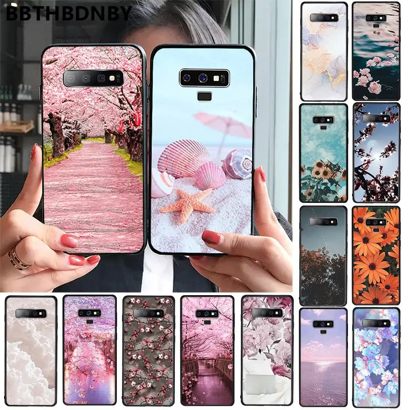 Чехол для телефона розовая вишня Новинка чехол Fundas samsung S9 plus S6 edge S7 S8 S10 |