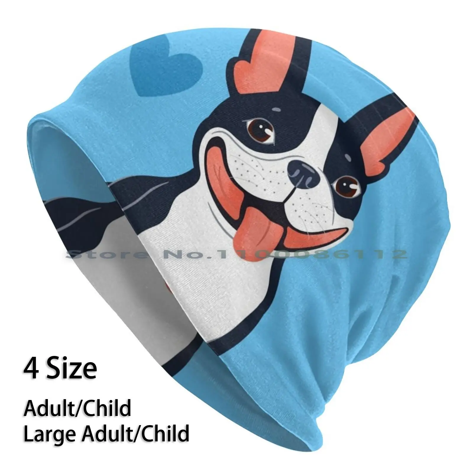 Вязаная Шапка-бини Boston Terrier в стиле Мопса |