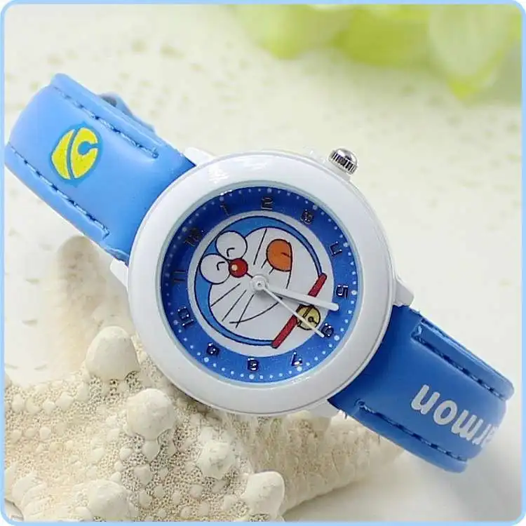 Детские часы для мальчиков и девочек с мультяшным рисунком Дораэмон tinkling cat для учеников начальной и средней школы водонепроницаемые кварцевые часы - Цвет: Синий
