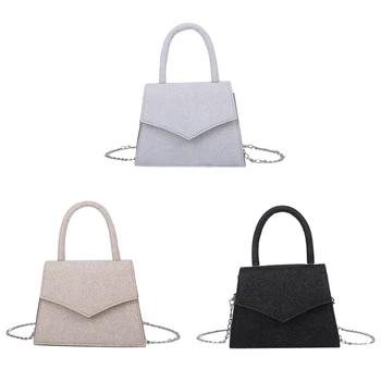 

Women Shoulder Messenger Bags Glitter Ladies Chain PU Top-handle Wallet Purse Chain Elegant Crossbody Shoulder Bag