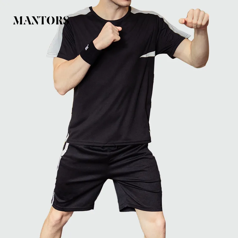 

2020 Men Casual Tracksuit New Brand Summer Male Solid Sets Tops Tees + Shorts Two Pieces Clothing Men's Sportswear Loose Suits