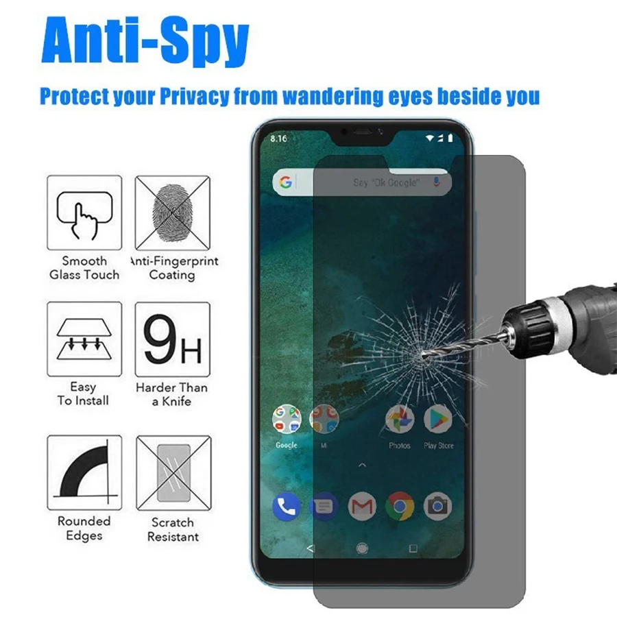 

2.5D Anti Spy Privacy Tempered Glass Anti-spy Screen Protector Film For Xiaomi Redmi K20 Note 7 6 5 Pro S2 Y2 5A 6A 7A