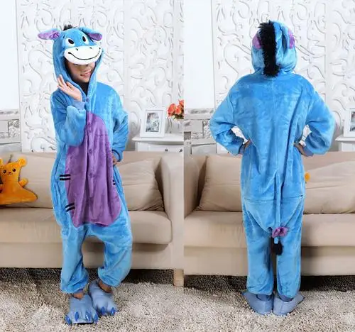 Onesie/Детская Пижама кигуруми с единорогом; зимняя Пижама с пандой; Пижама с единорогом для мальчиков и девочек; Фланелевая пижама с животными для костюмированной вечеринки; одежда для сна с капюшоном - Цвет: Donkey