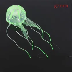 Vibrant Glowing Jellyfish Aquarium Decor - Mini Submarine Ornament (Light green)