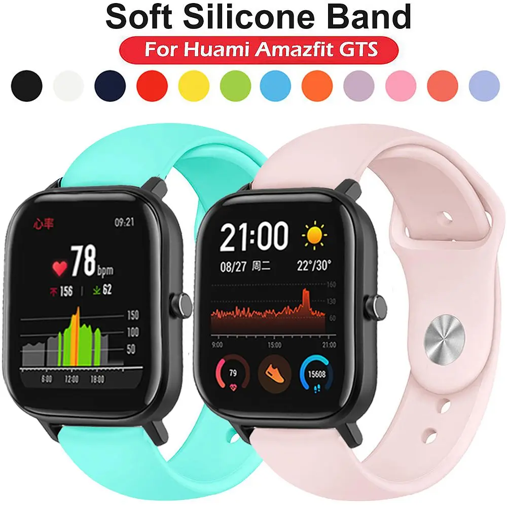 Силиконовый ремешок для часов Xiaomi Huami Amazfit GTS/GTR 42 мм/Bip Lite умных спортивный сменный