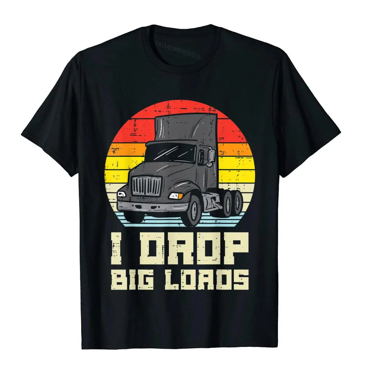 Mens Drop Big Load Truck Retro Truckin Semi Driver Trucker Gift T-Shirt Cotton Top Tees Funny Family T Shirt Personalizzata