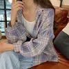 Korean Style Plaid Classic Loose Shirts Blouse Women Daily All-match Cute Student Women Clothing 2022 New ► Photo 3/6