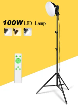 

Phone Photographic Video Live Stand Bracket Arm Continuous Light 3000k-5500K 220V 100W LED CRI90 Photo Tripod Lamp studio kit