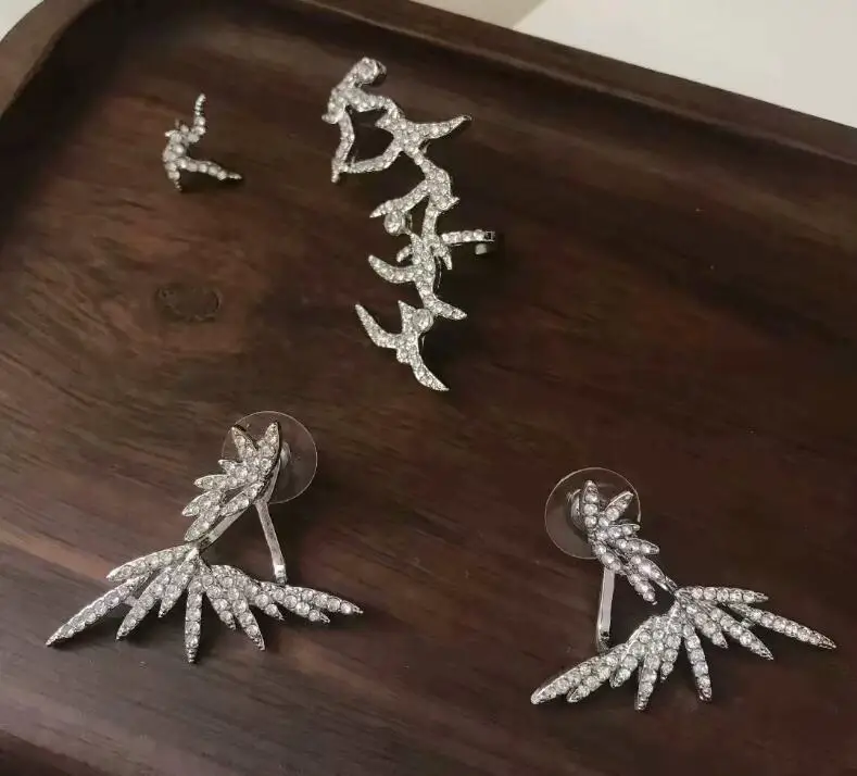 Серьги с крыльями ангела, двухсторонние передние и задние серьги, микро инкрустированные циркониевые Роскошные Креативные аксессуары для ушей