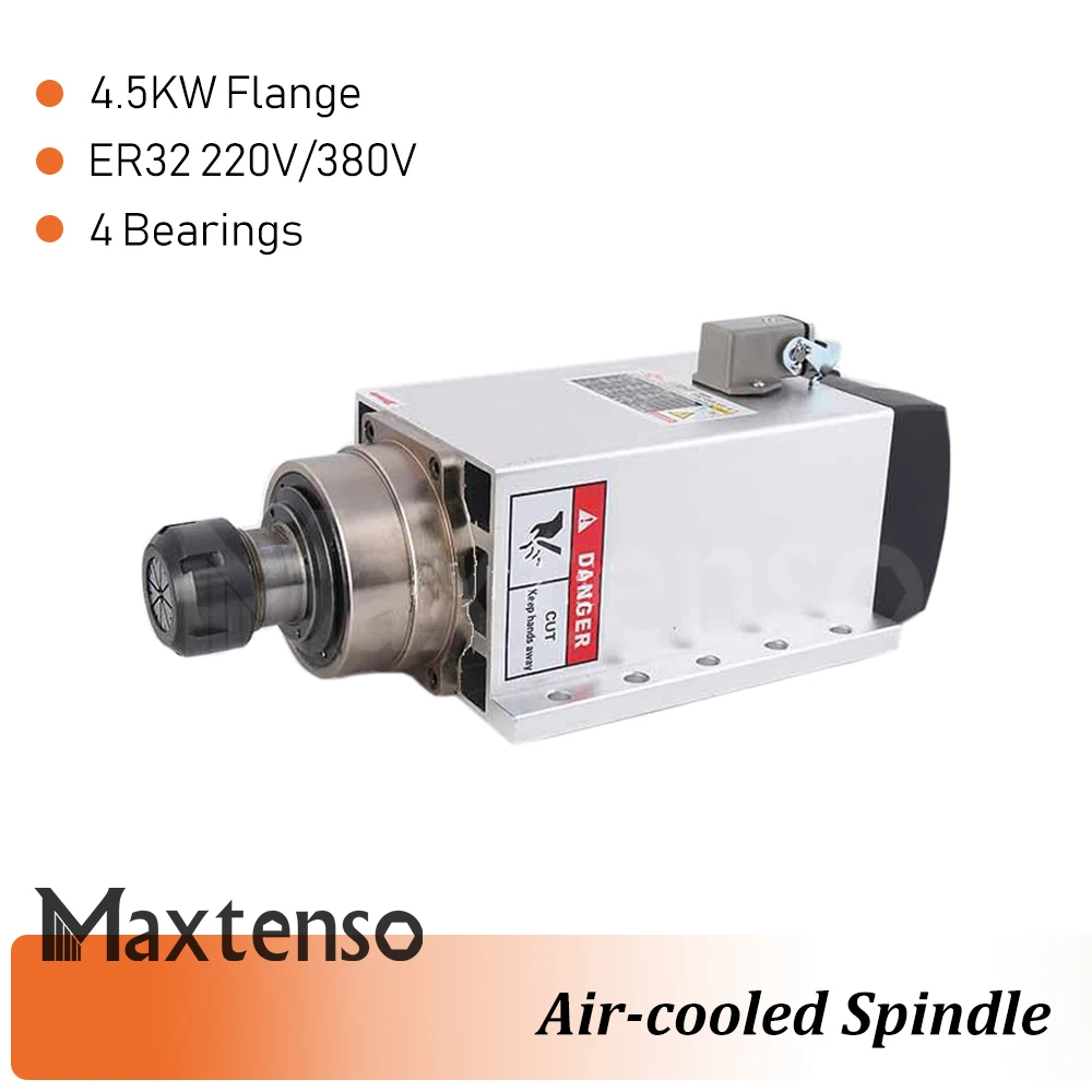 MAXTENSO 4.5KW Flange 220V 380V Air cooling Spindle Motor CNC Router ER32 collet GDZ120x103-4.5 Engraving Milling Machine