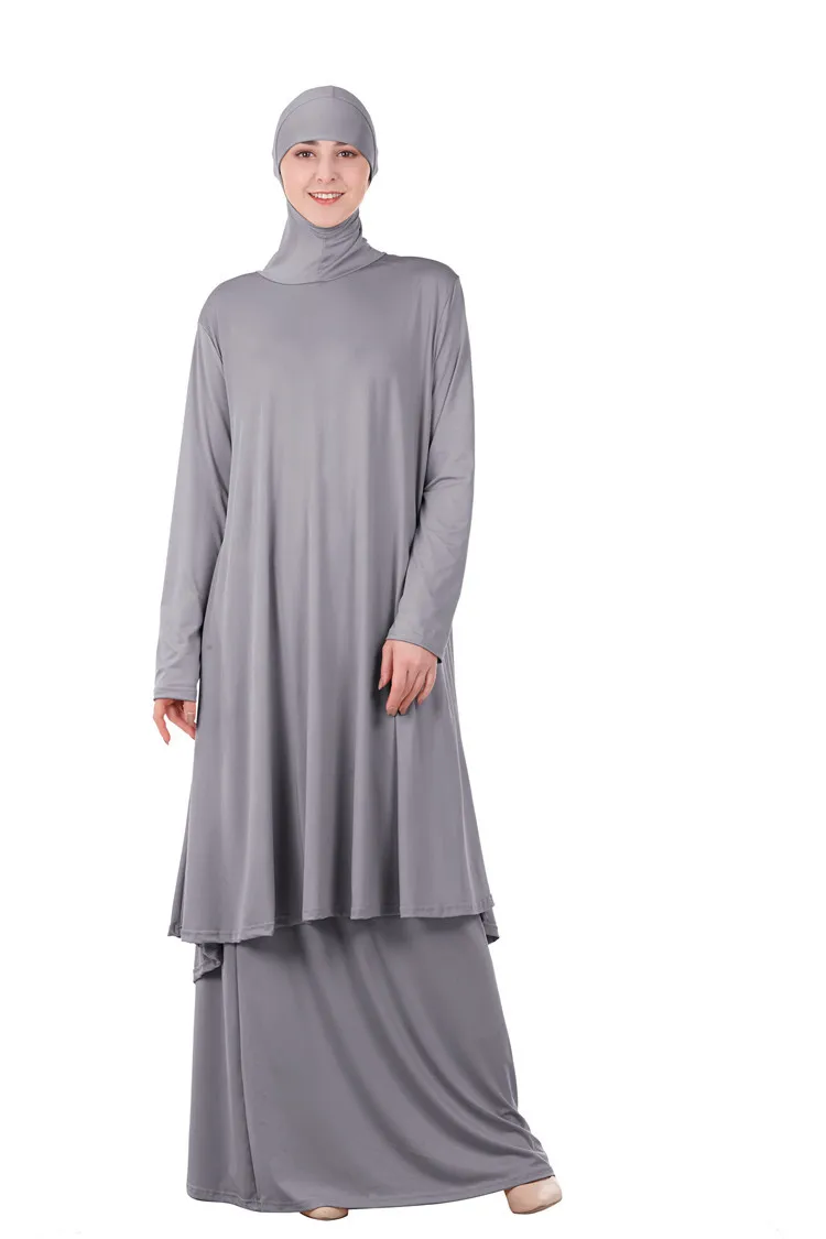 Мусульманские Женские топы с длинными рукавами и капюшоном, юбка, абайя, два предмета, платье макси, кафтан, джилбаб, мусульманская молитвенная одежда, Ближний Восток, Рамадан