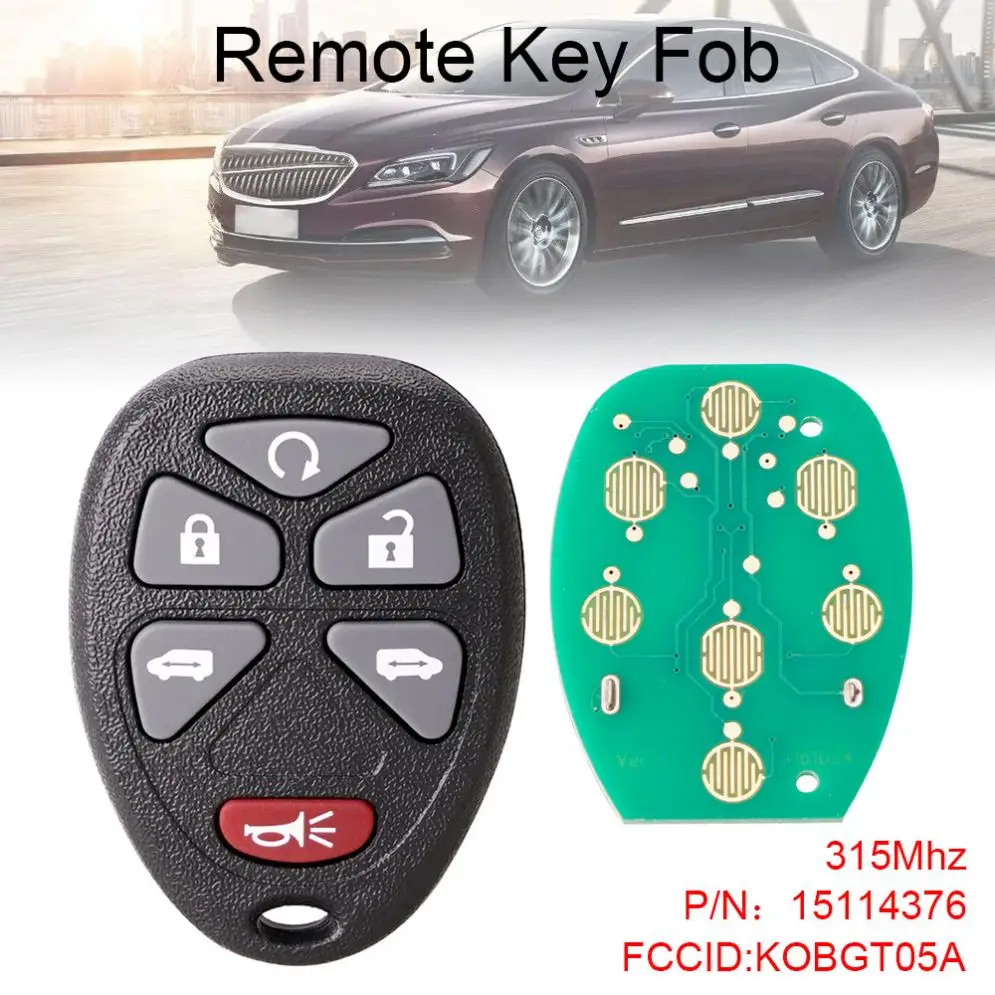 6 Buttons 315Mhz Remote Keyless Entry Remote Key Fob Car Key KOBGT05A Fit for 2005 2006 2007 2008 2009 Chevrolet Uplander remotekey kobut1bt koblear1xt 315mhz 3 buttons keyless entry remote key fob for gmc chevrolet car key fob