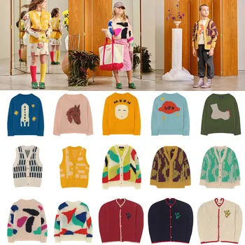 

ins hot style 2020 autumn and winter new European and American hedging color matching boys and girls children sweater knitting