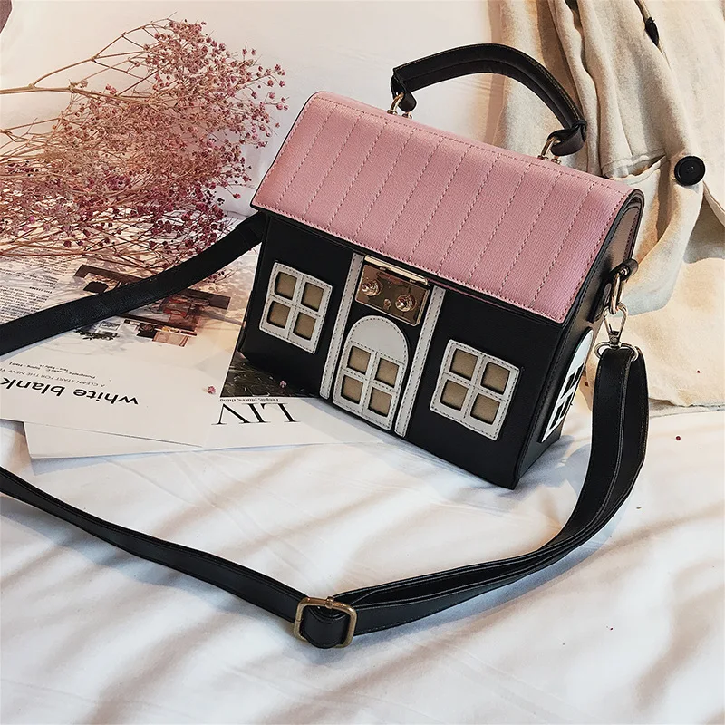 Design Funny Small House Bag Cute Cartoon Crossbody Handbag Women Personality Box Shape Shoulder Bag Fashion Messenger Bag Bolsa