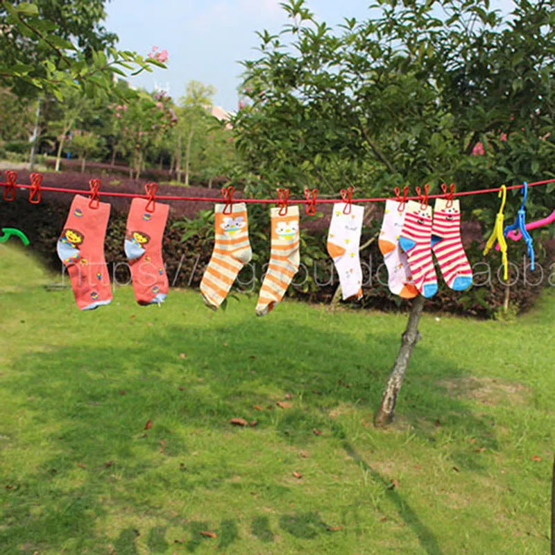

Creative Portable Clothesline with 12 Clothespins Home Outdoor Balcony Clothesline Air Drying Storage Rack Clothes Drying Rope
