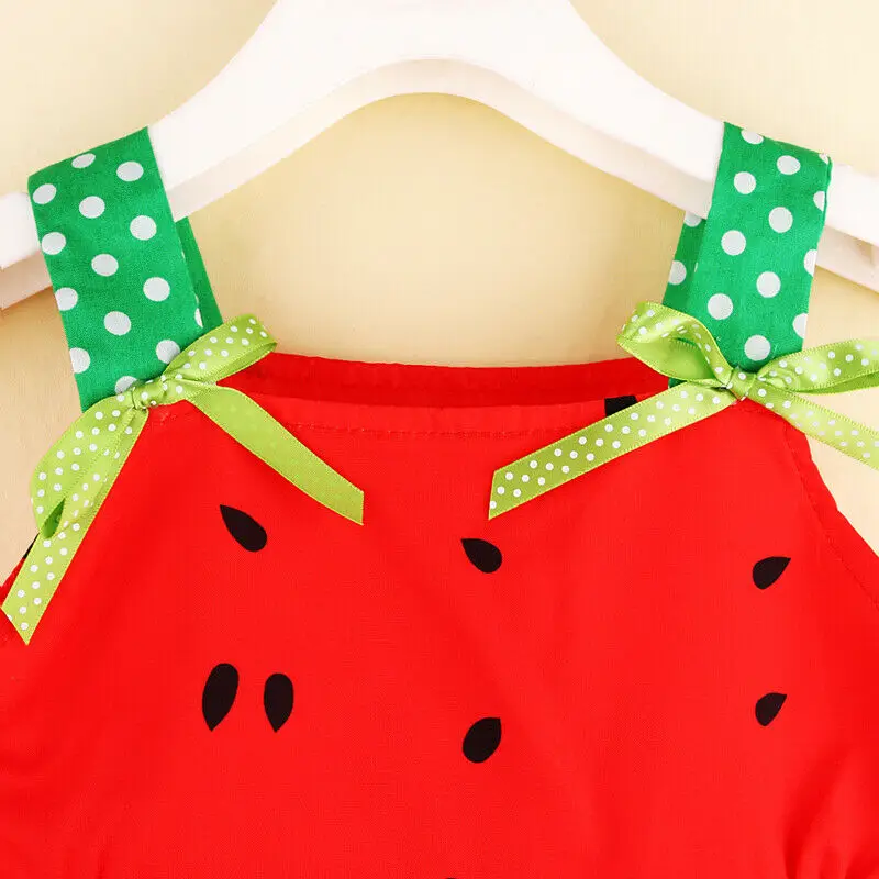 Коллекция года, летняя одежда для малышей платье-комбинация с арбузным принтом для маленьких девочек вечерние платья без рукавов с фруктовым принтом, Длинный топ на каждый день для детей возрастом до 5 лет